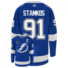 Tampa Bay Lightning Steven Stamkos 91 Adidas Stanley Cup 2022 Blau Trikot Authentic - Herren